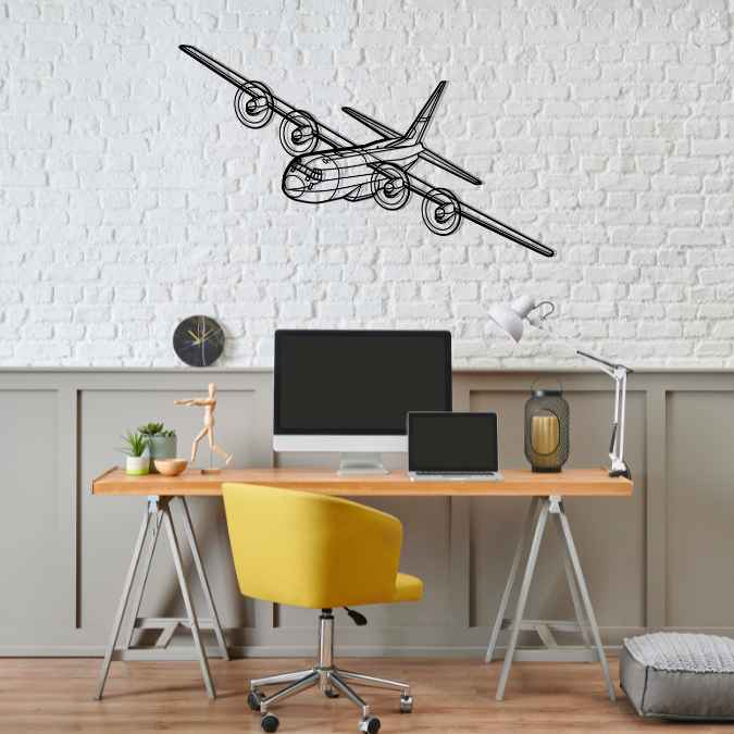 C-130H2 Angle Silhouette Metal Wall Art