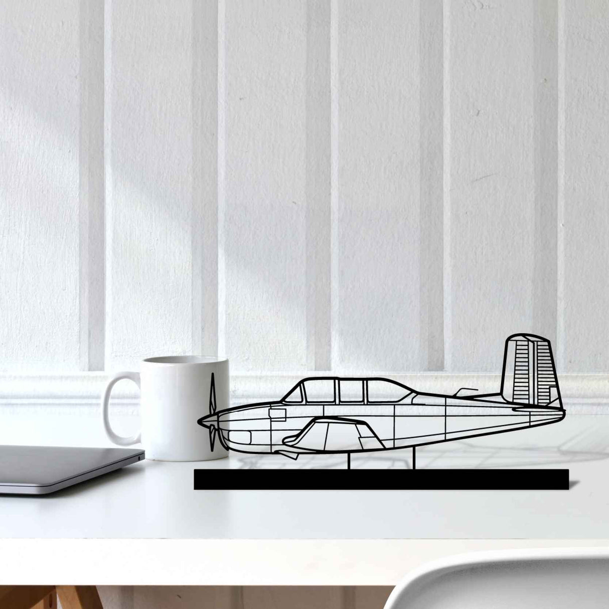 T-34A Mentor Silhouette Metal Art Stand
