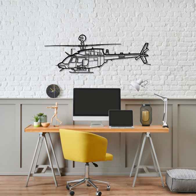 OH-58E Kiowa Warrior Silhouette Metal Wall Art