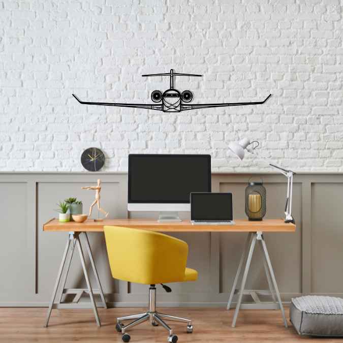 Global 7500 Front Silhouette Metal Wall Art