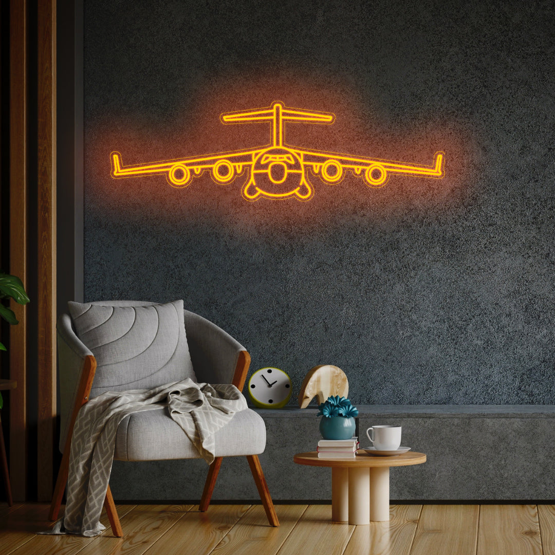 C-17 Globemaster III Front Neon Silhouette
