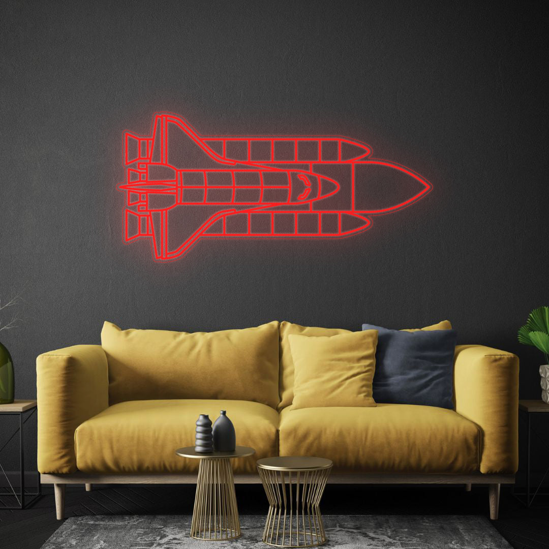 Space Shuttle System Neon Silhouette
