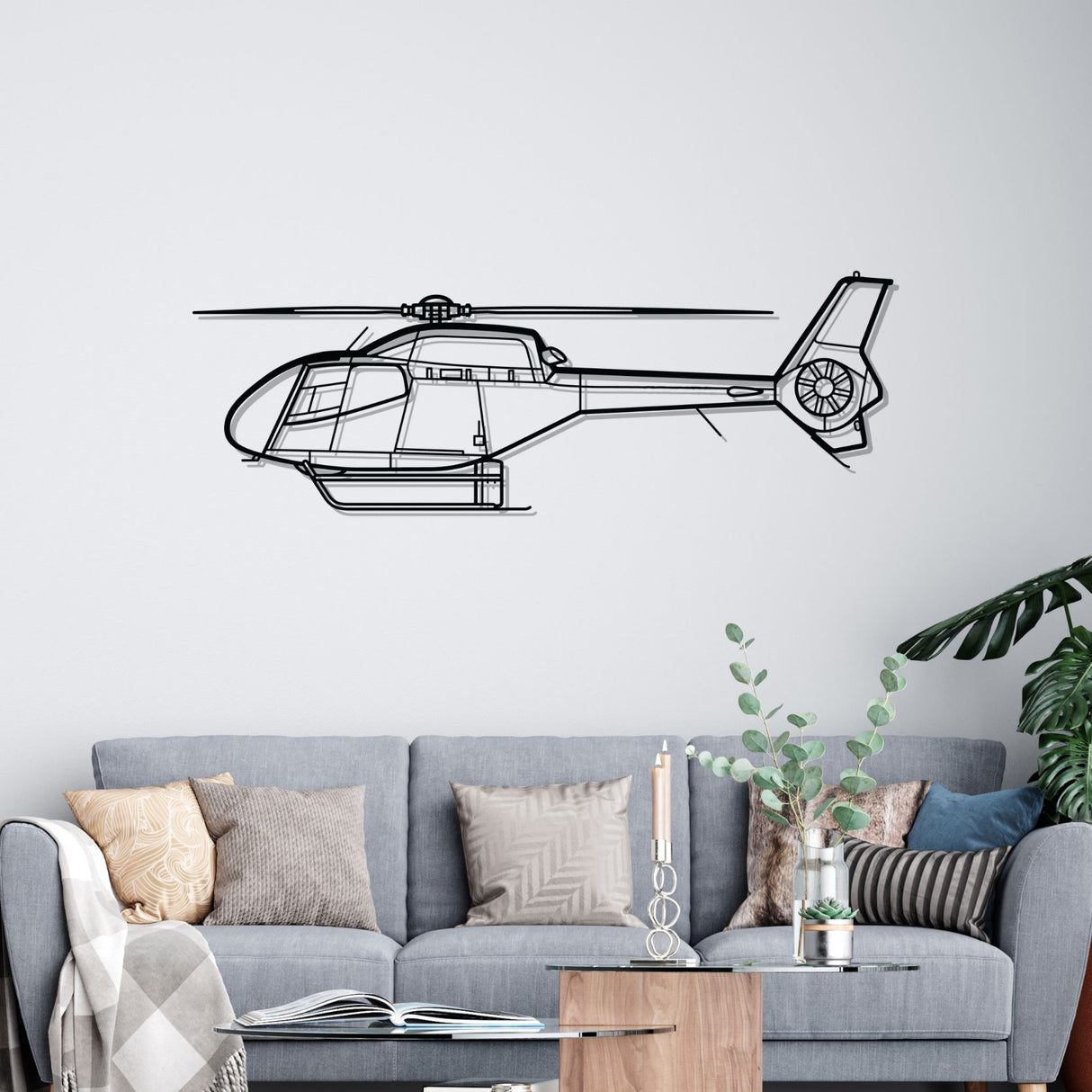 EC120 Silhouette Metal Wall Art