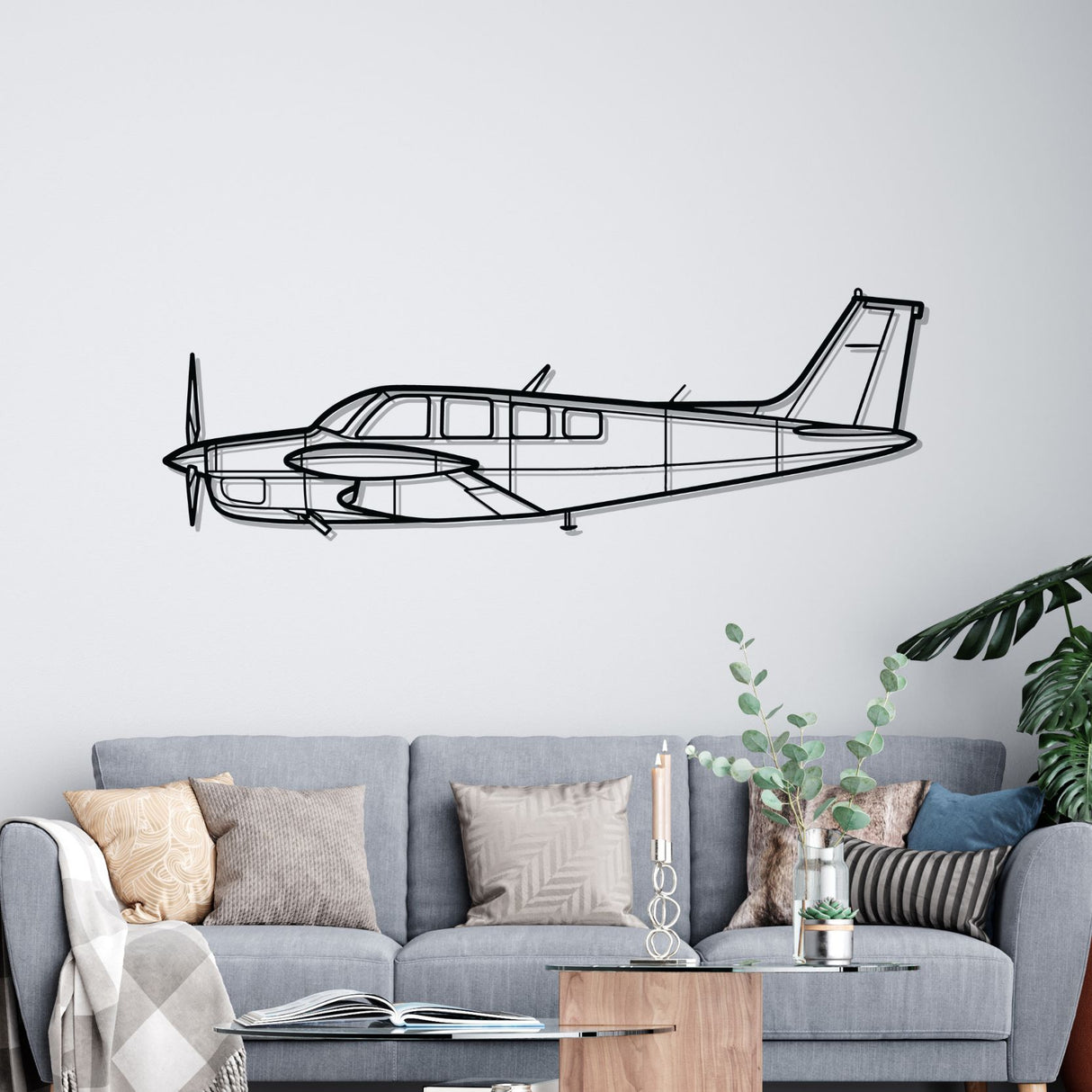 Bonanza A36TC Silhouette Metal Wall Art