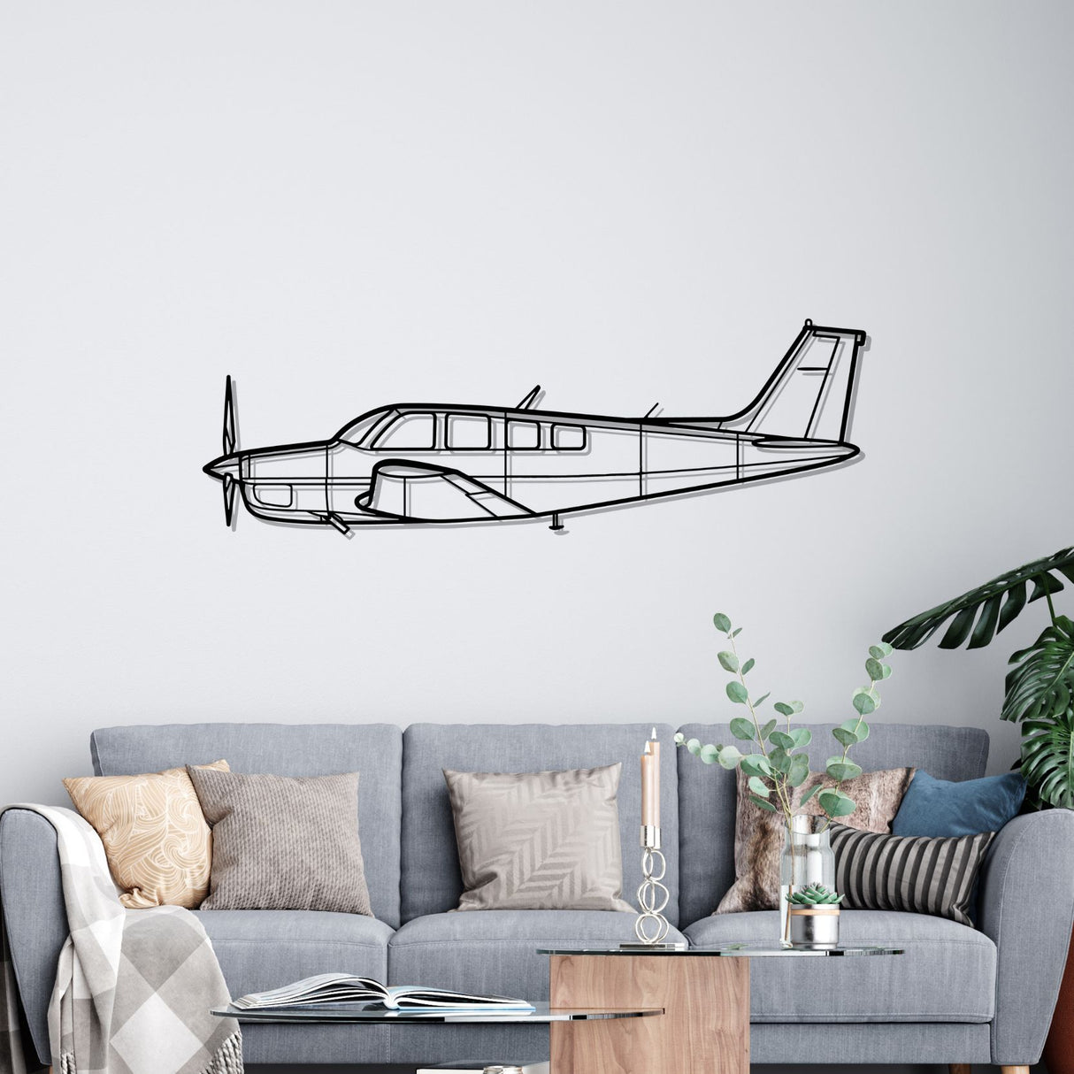 Bonanza A36 Silhouette Metal Wall Art