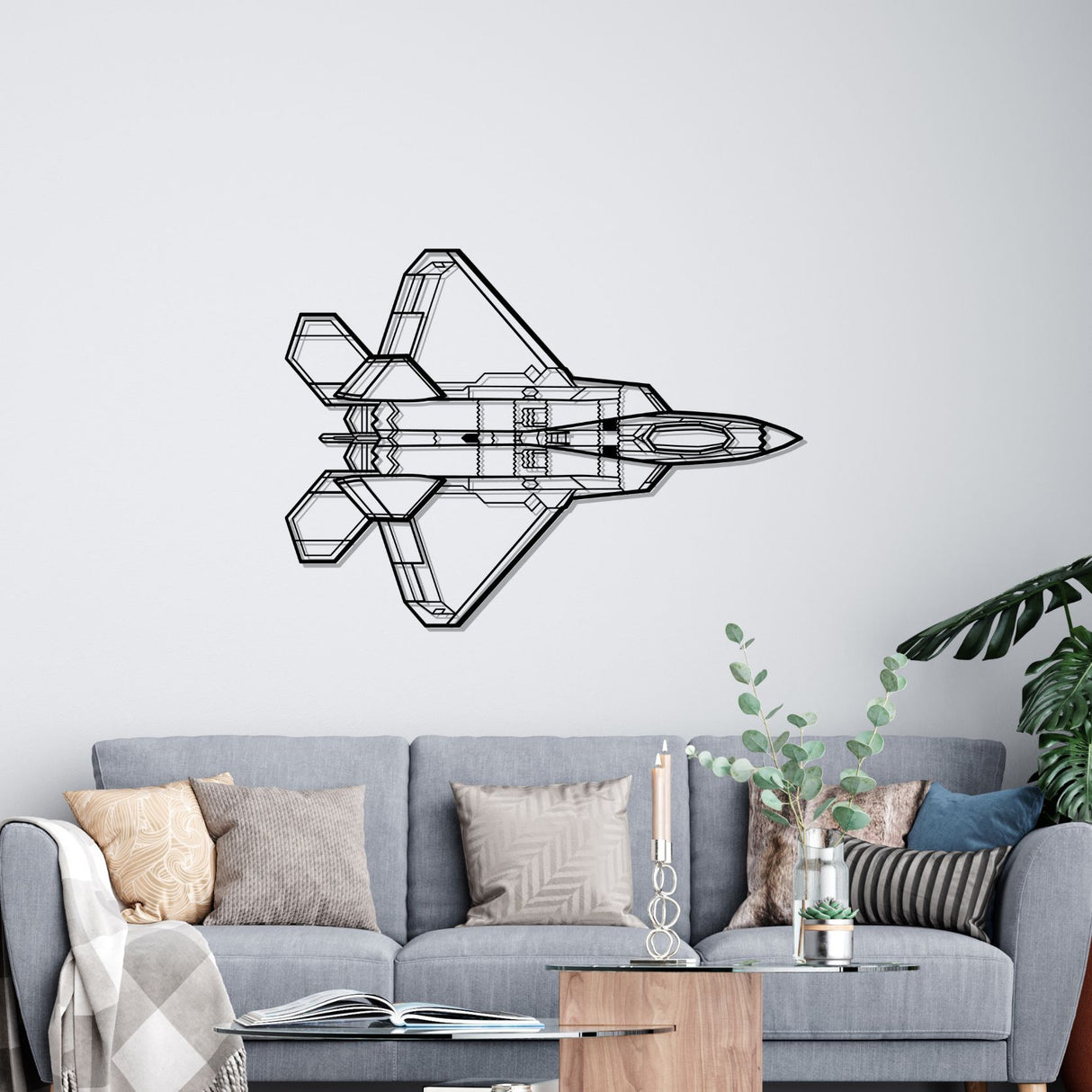 F-22 Raptor Top Silhouette Metal Wall Art