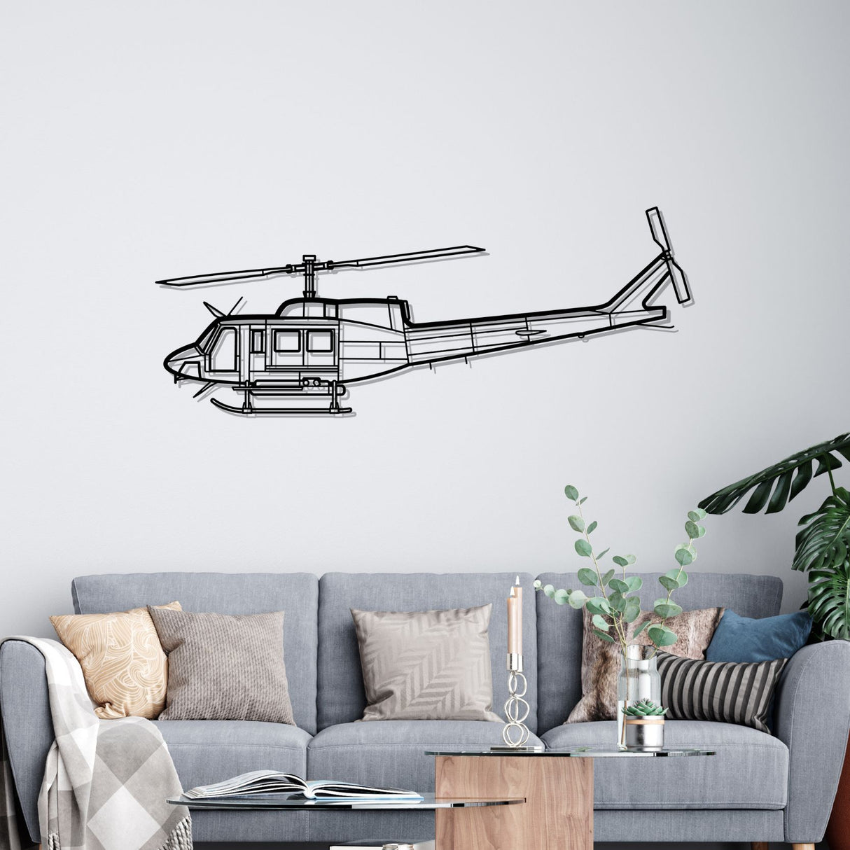 Bell 212 Silhouette Metal Wall Art