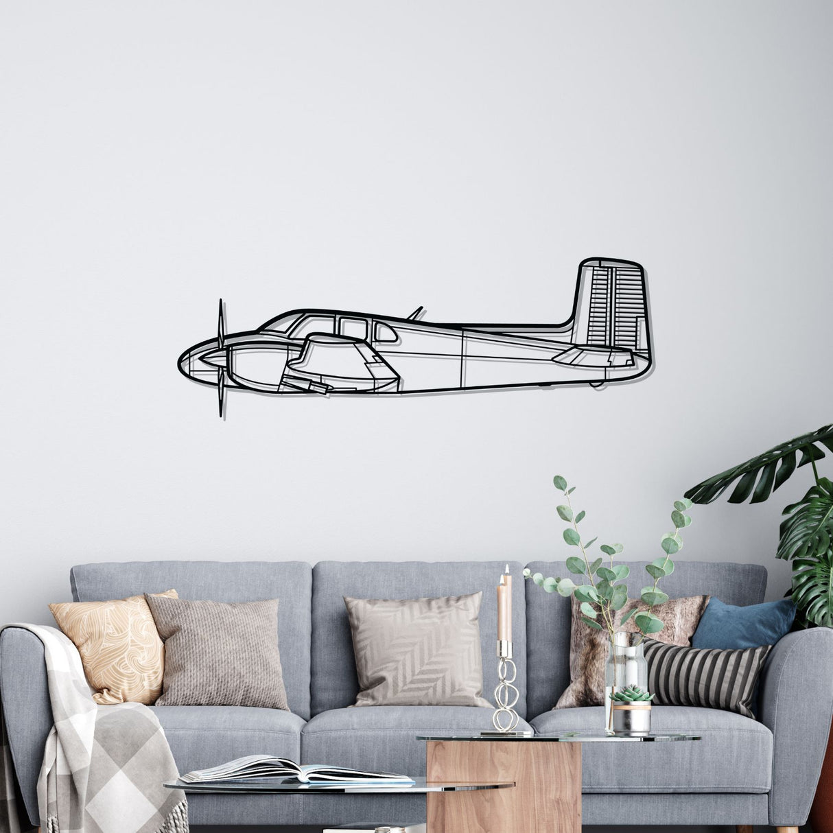 D50 Twin Bonanza Silhouette Metal Wall Art