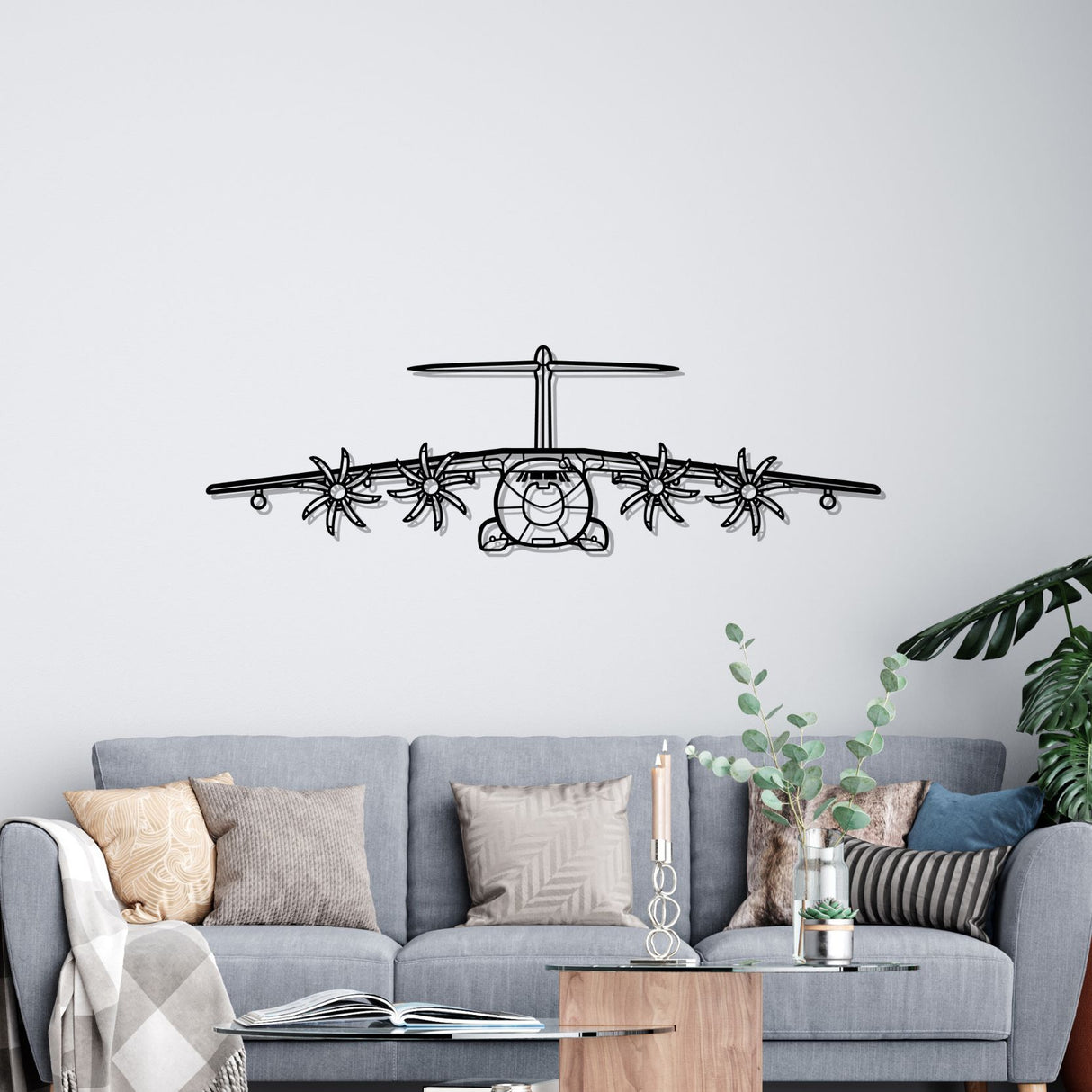 A400M Atlas Front Silhouette Metal Wall Art