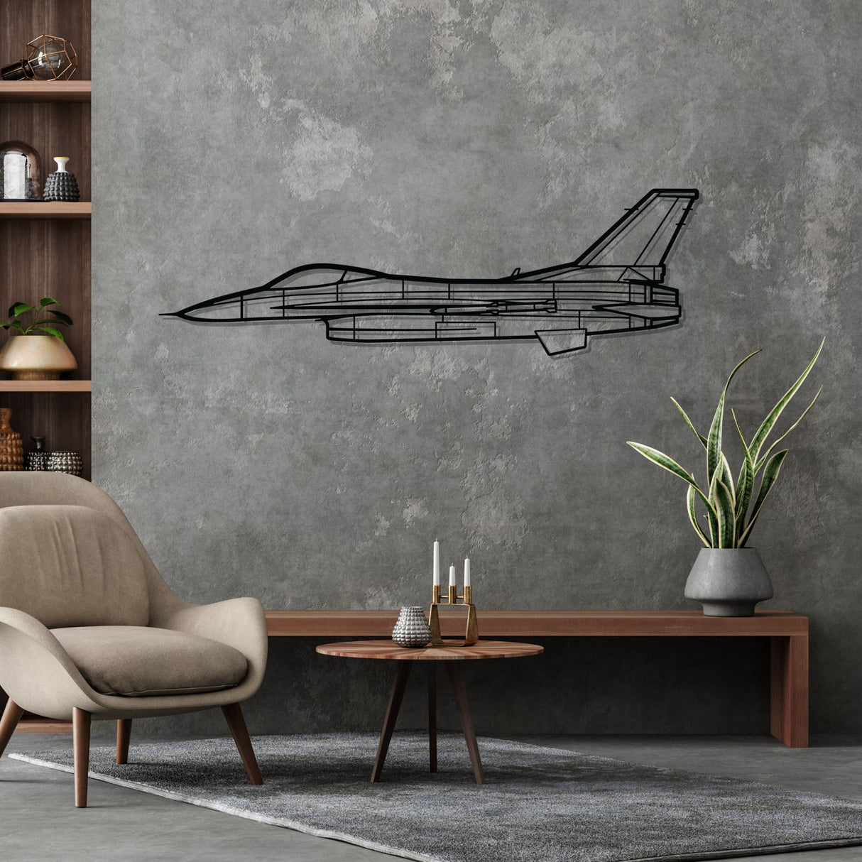 F-16C Block 50 Silhouette Metal Wall Art