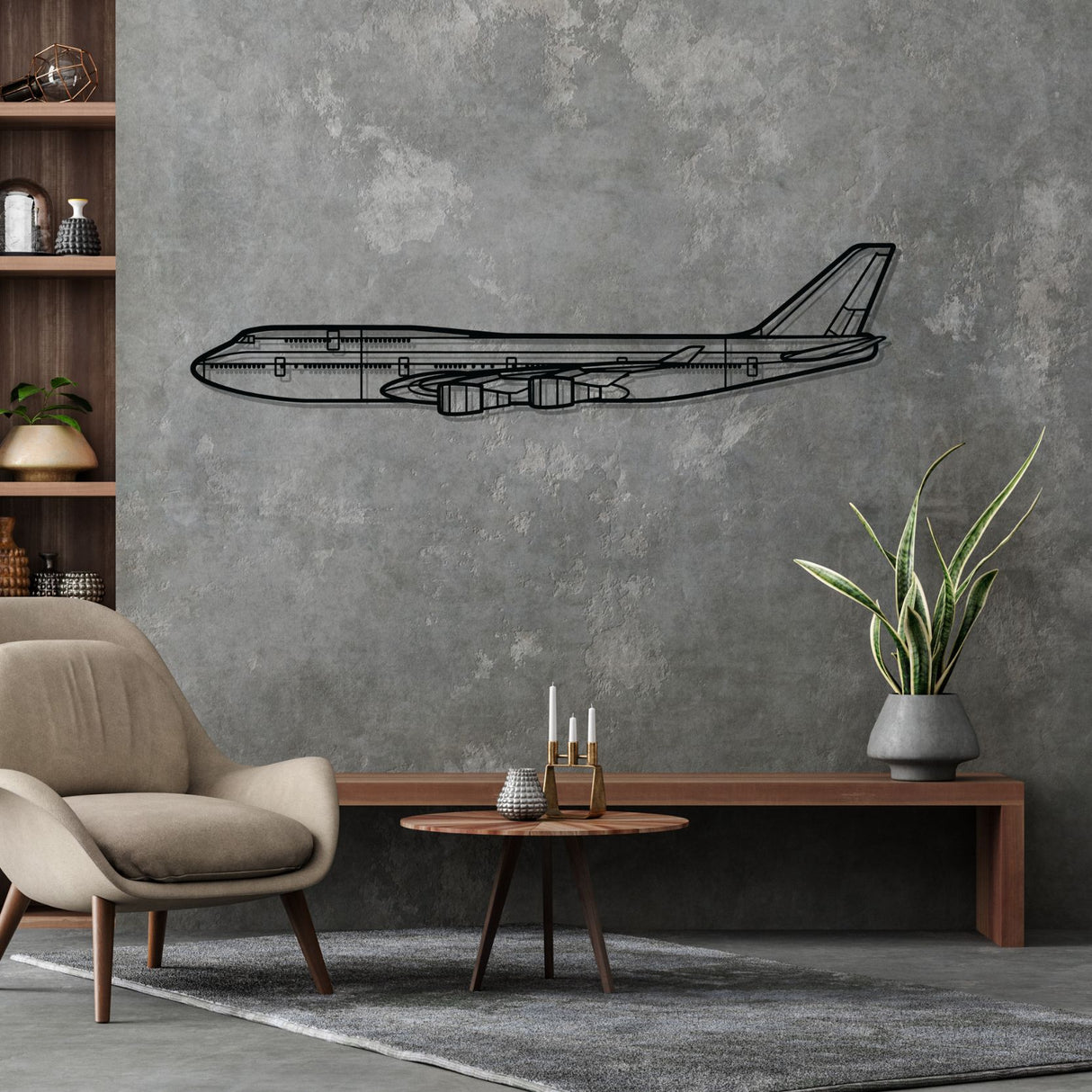 747-800 Silhouette Metal Wall Art