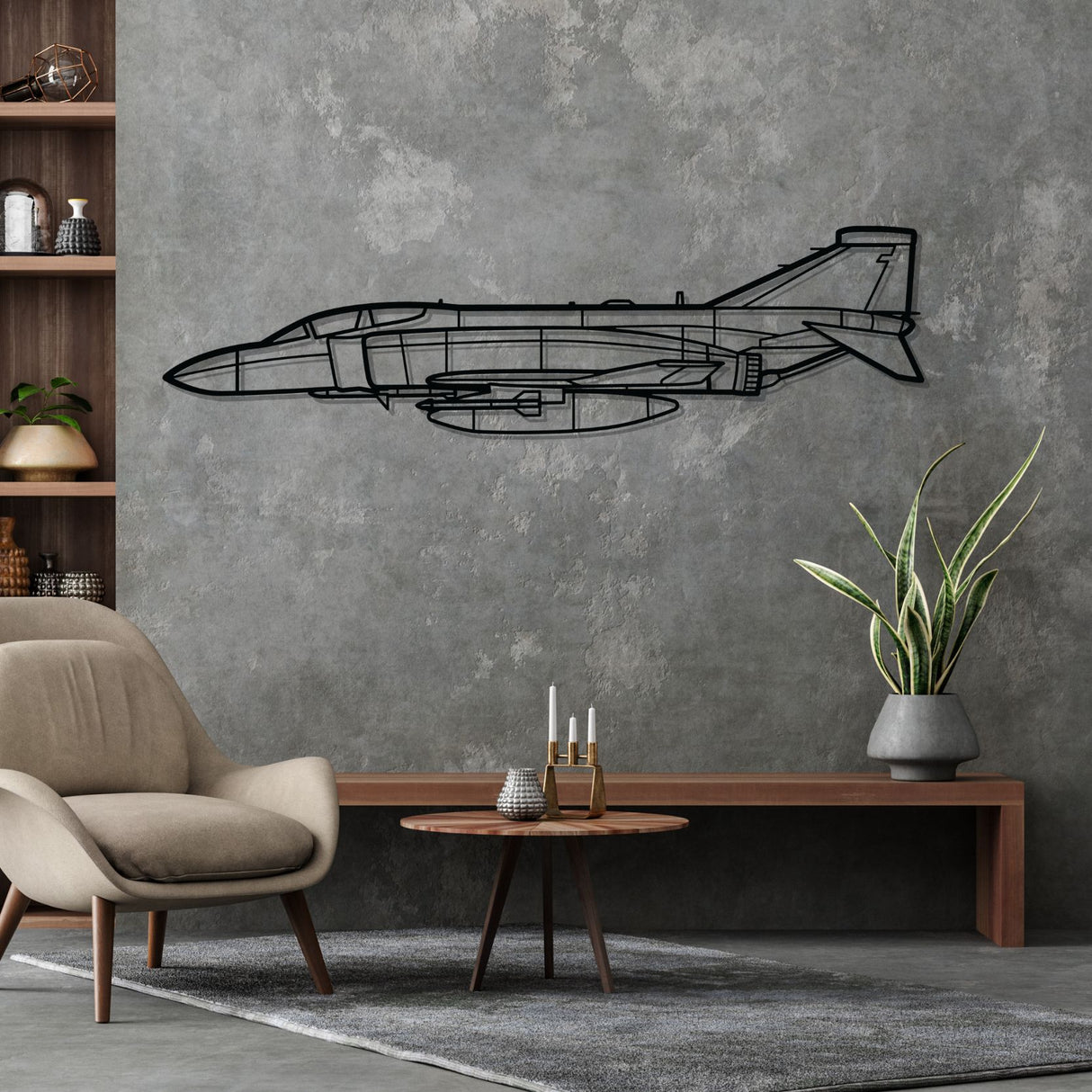 RAF F-4K Phantom Silhouette Metal Wall Art