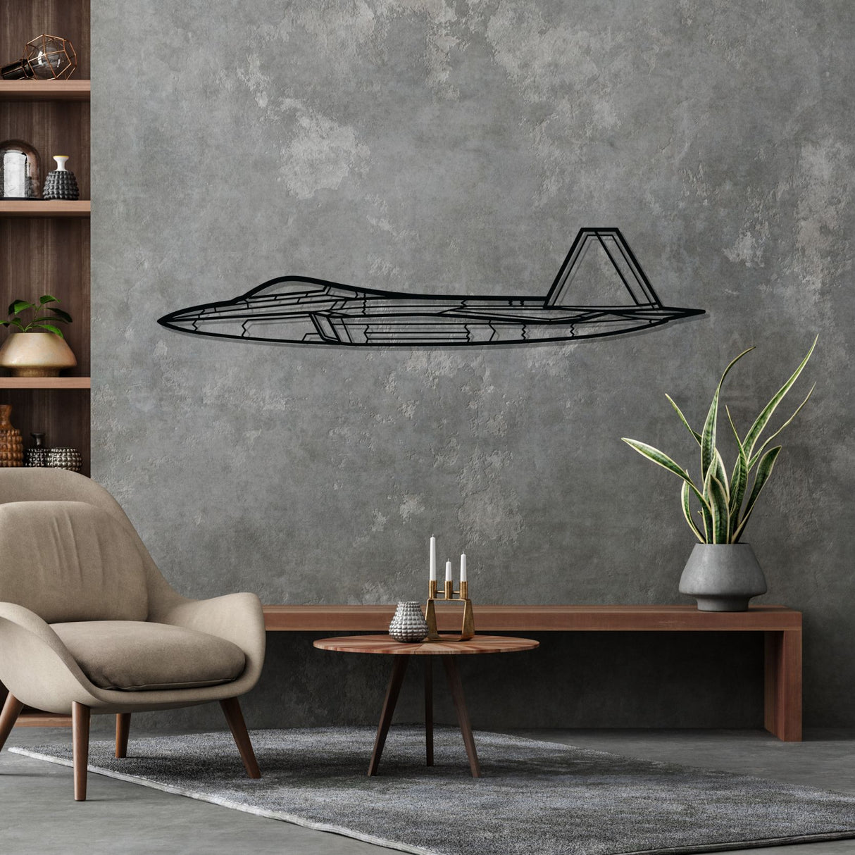 F-22 Raptor Silhouette Metal Wall Art