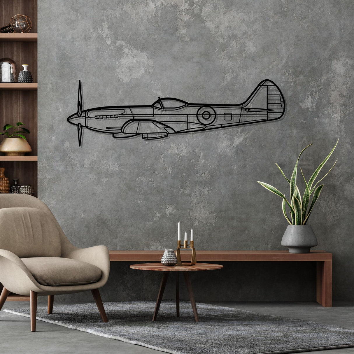 Spitfire MK XIV Silhouette Metal Wall Art