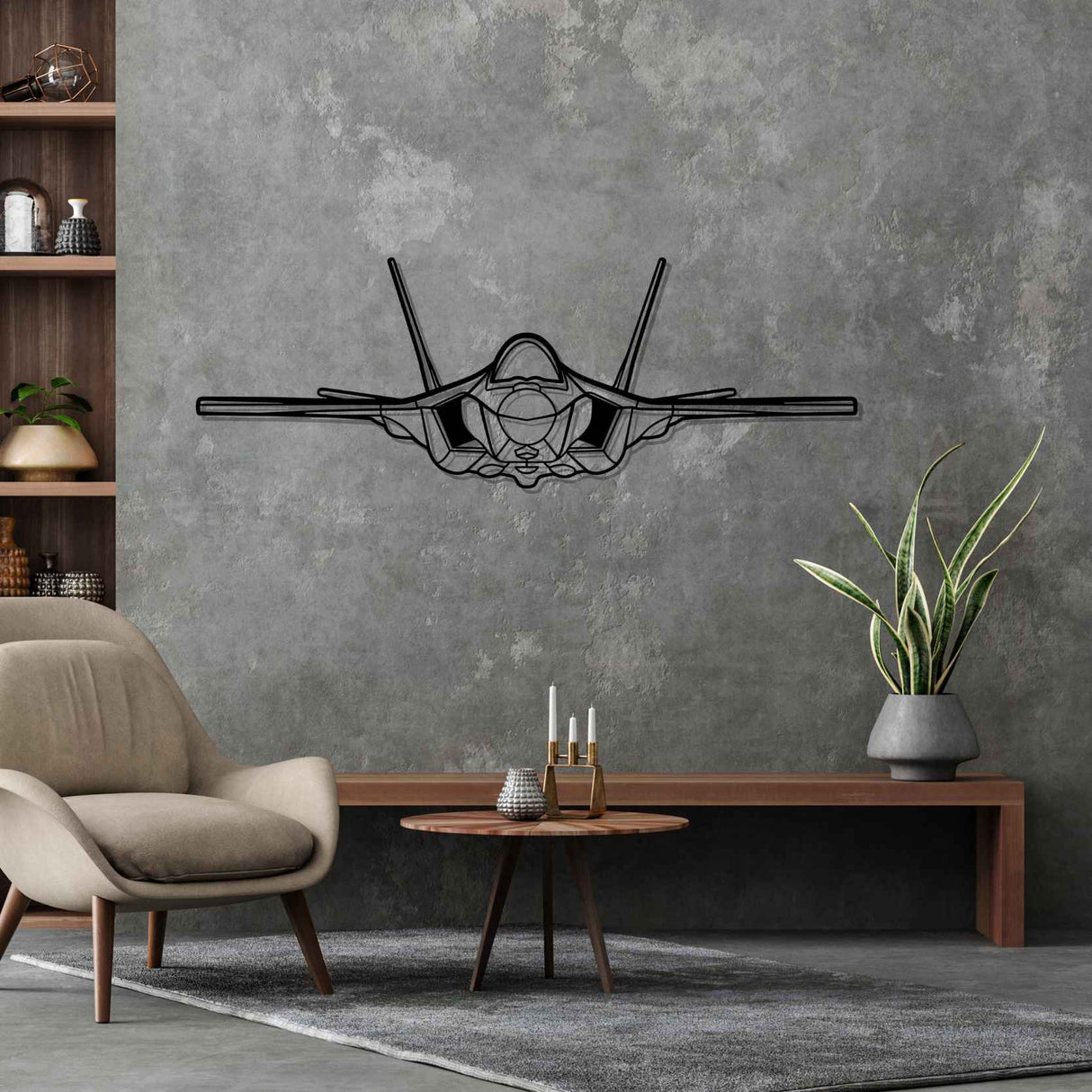F-35A Lightning ll Front Silhouette Metal Wall Art