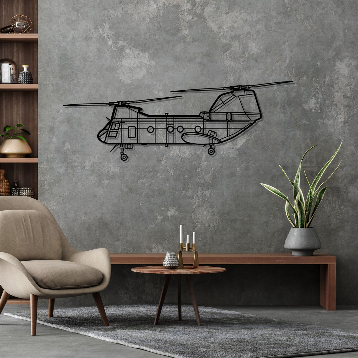 CH-46 Sea Knight Silhouette Metal Wall Art