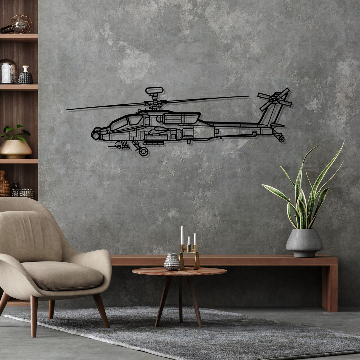AH-64D Apache Silhouette Metal Wall Art