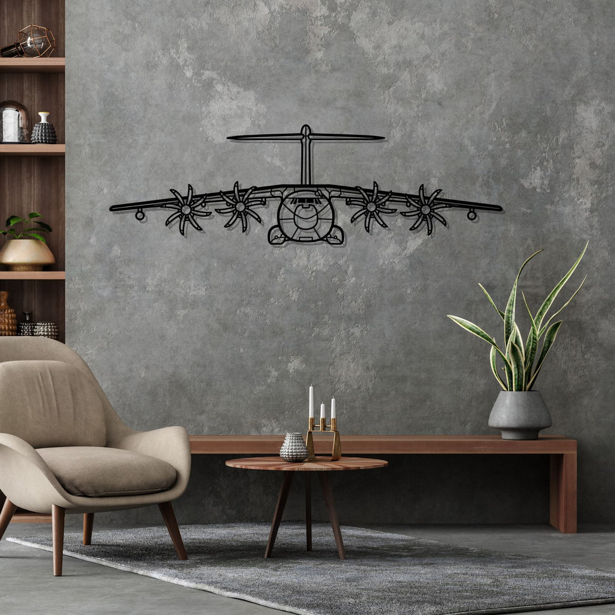 A400M Atlas Front Silhouette Metal Wall Art