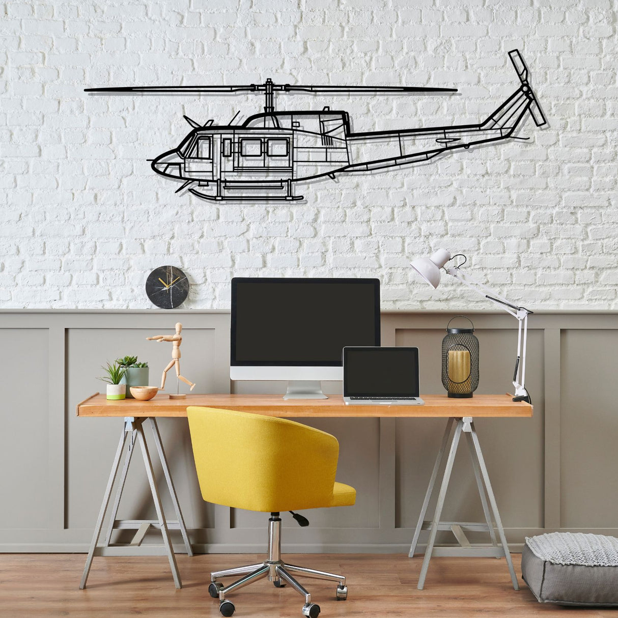 Bell 212 Sentry Silhouette Metal Wall Art