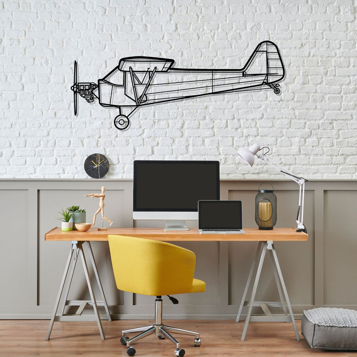 Piper J-3 Cub Silhouette Metal Wall Art