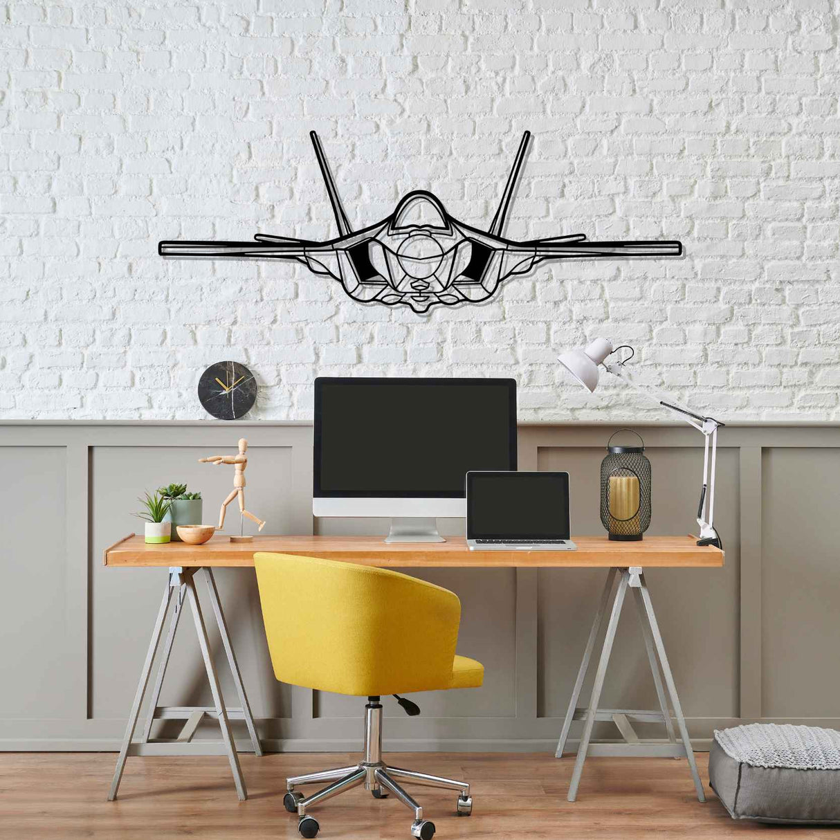 F-35A Lightning ll Front Silhouette Metal Wall Art