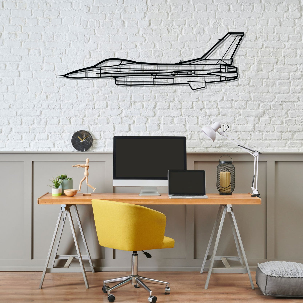 F-16C Block 50 Silhouette Metal Wall Art