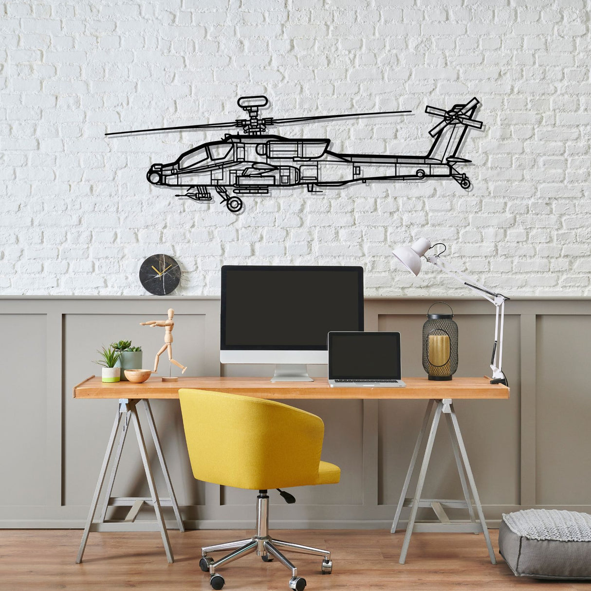 AH-64D Apache Silhouette Metal Wall Art