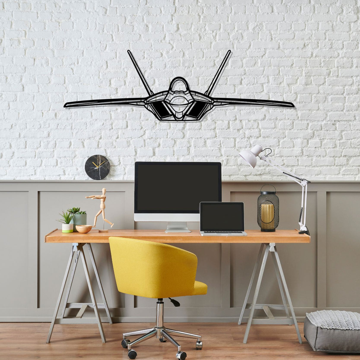 F-22 Raptor Front Silhouette Metal Wall Art