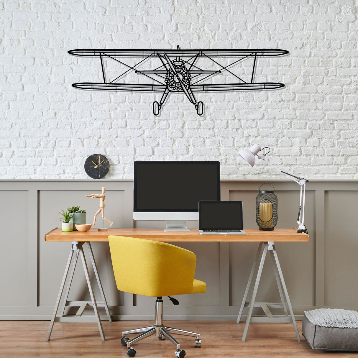 Stearman Front Silhouette Metal Wall Art