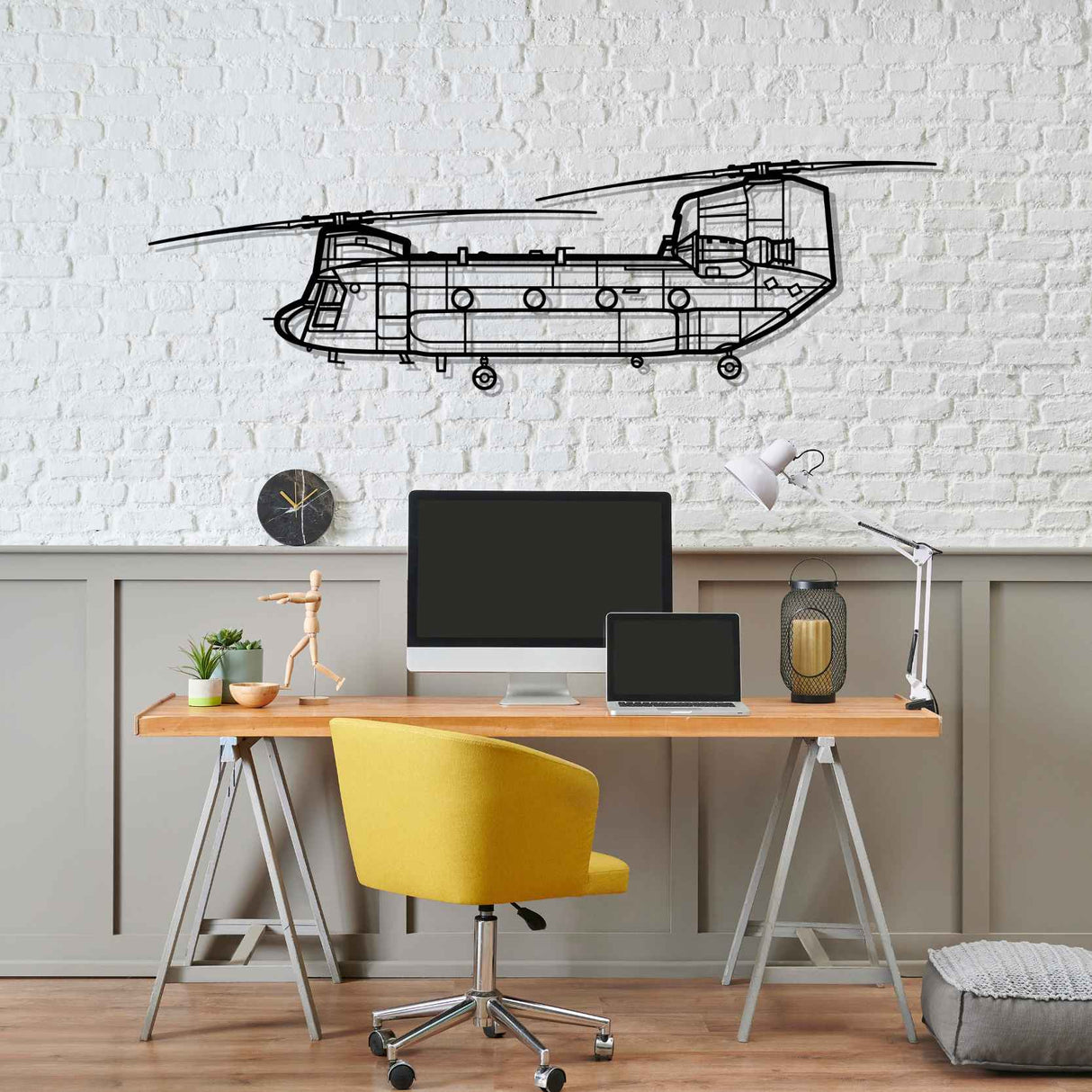 Chinook CH-47 Silhouette Metal Wall Art