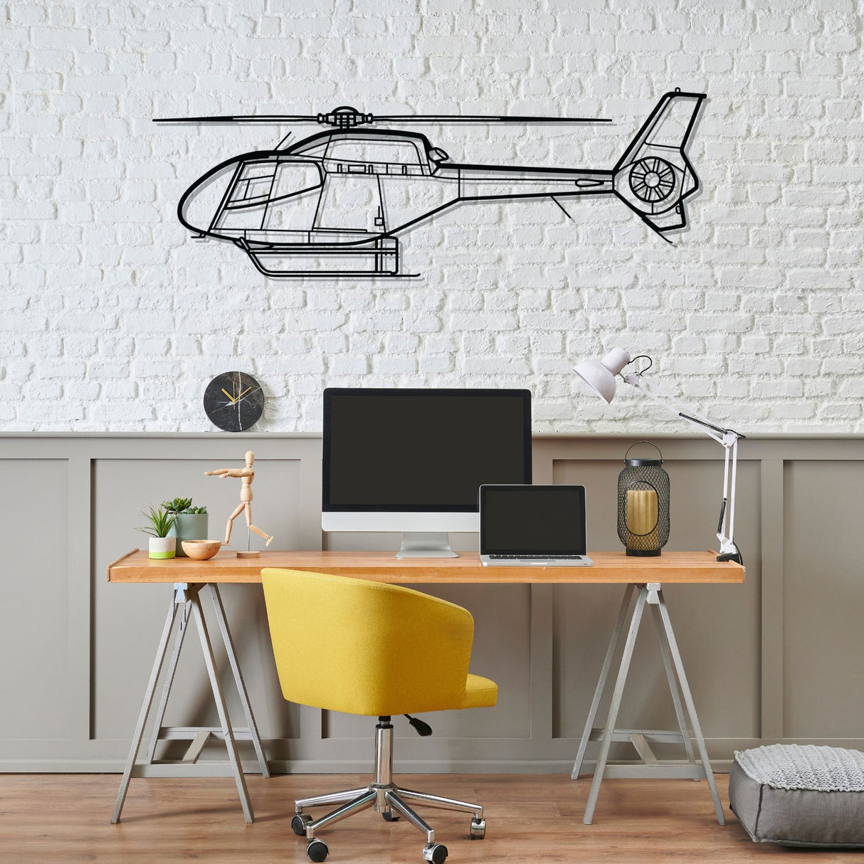 EC120 Silhouette Metal Wall Art