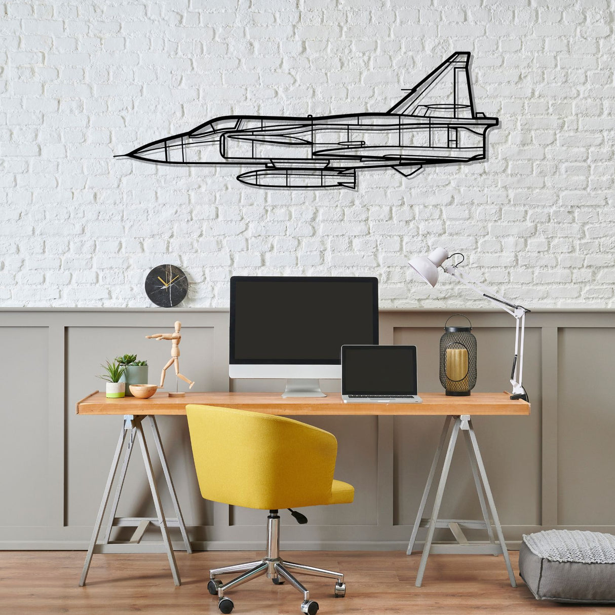 JA37 C Viggen Fighter Silhouette Metal Wall Art