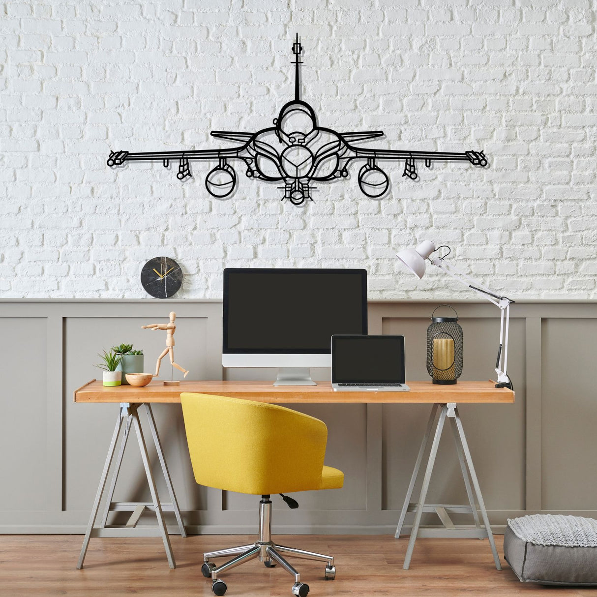 Rafale Front Silhouette Metal Wall Art