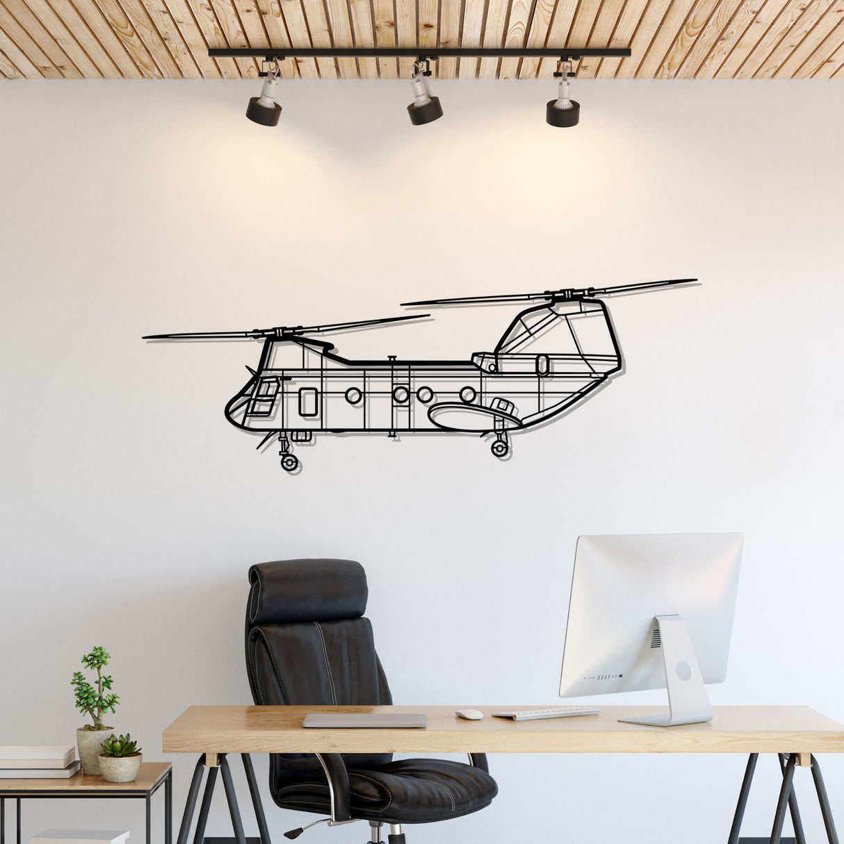 CH-46 Sea Knight Silhouette Metal Wall Art
