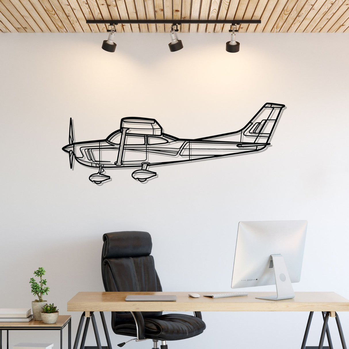 C182 Silhouette Metal Wall Art