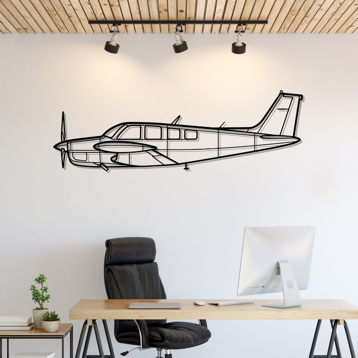 Bonanza A36TC Silhouette Metal Wall Art