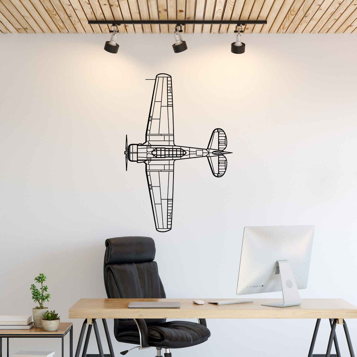 SNJ-5 Texan Top Silhouette Metal Wall Art