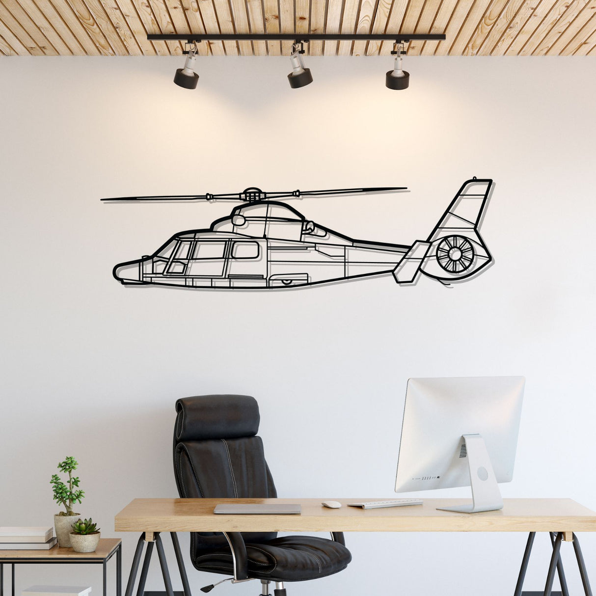 Dauphin AS365N3+ Silhouette Metal Wall Art