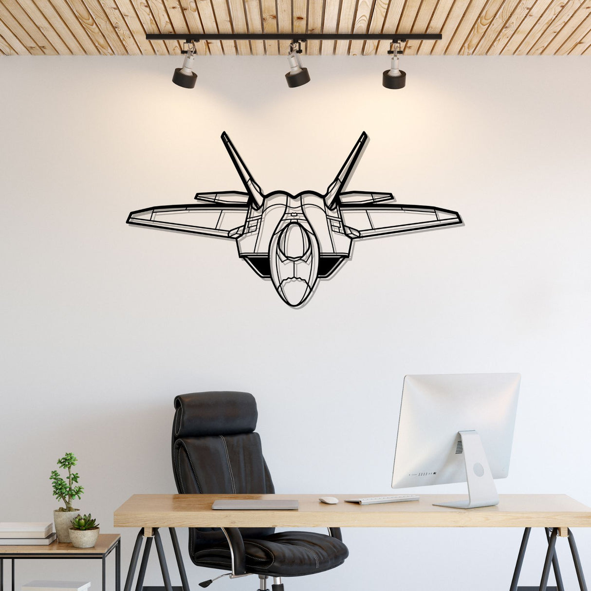 F-22 Raptor Angle Silhouette Metal Wall Art