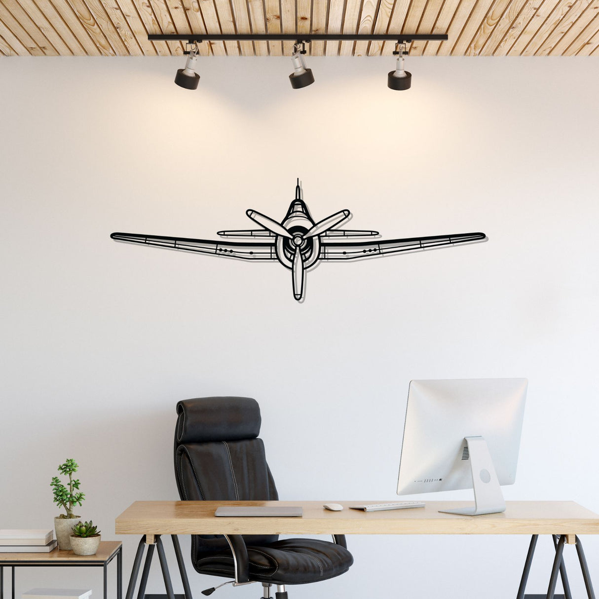 F6F Hellcat Front Silhouette Metal Wall Art