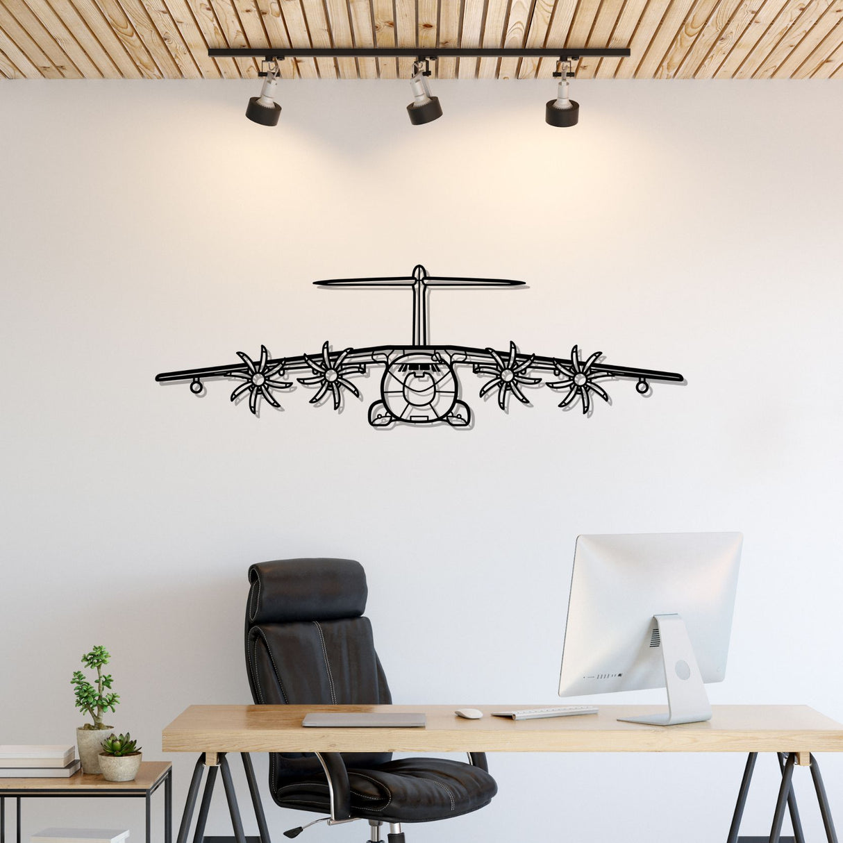 A400M Atlas Front Silhouette Metal Wall Art