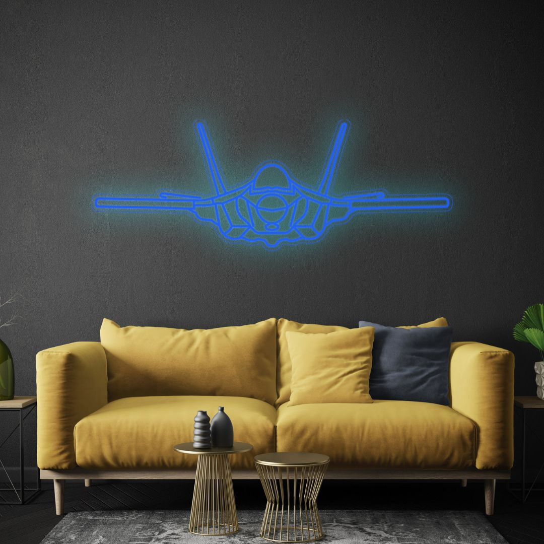 F-35A Lightning ll Front Neon Silhouette