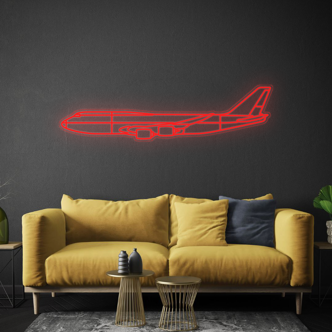 747-800 Neon Silhouette