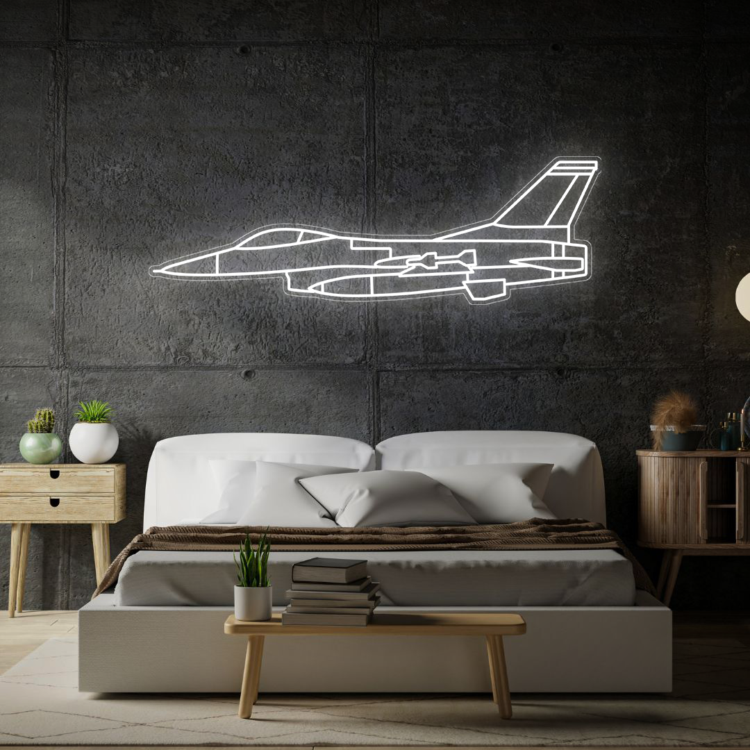 F-16 Falcon Neon Silhouette