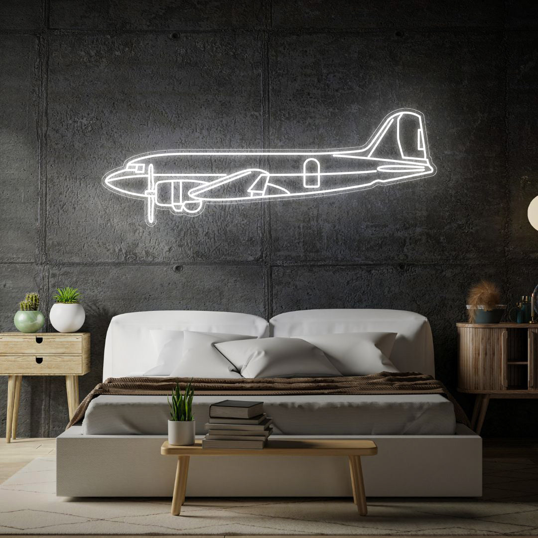 DC-3C 1943 Neon Silhouette