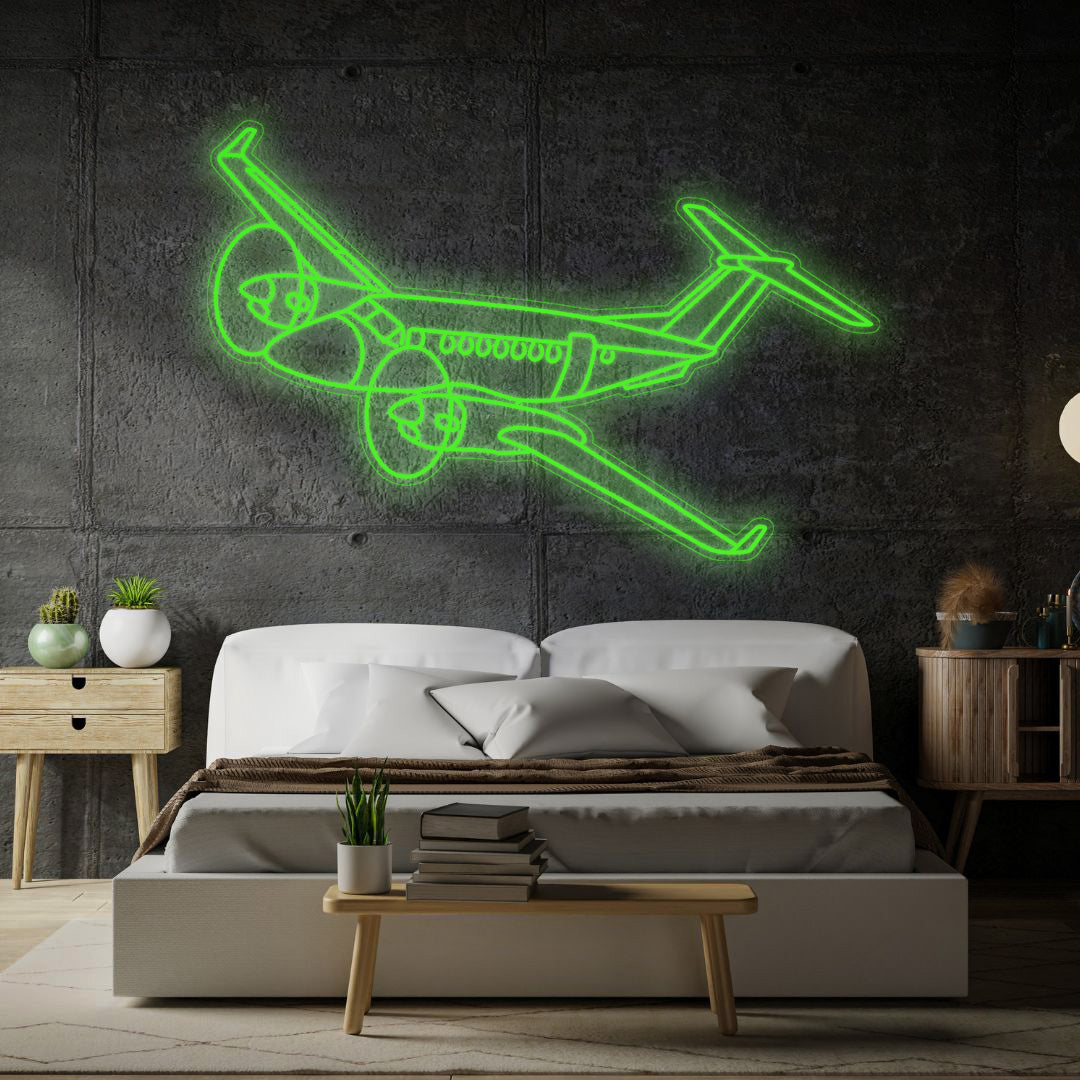 King Air 350 Angle Neon Silhouette