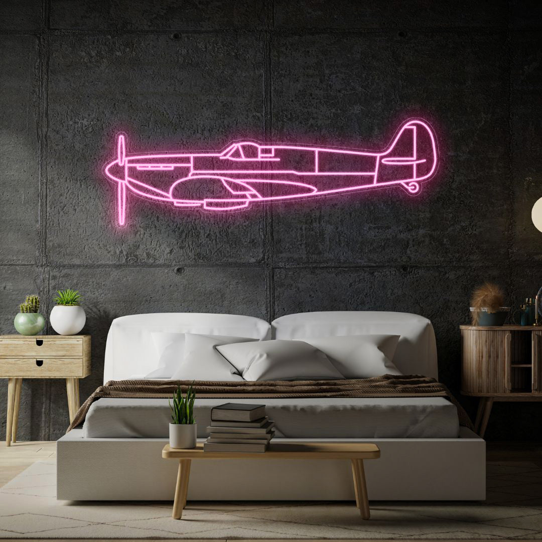 Spitfire Mk II Neon Silhouette