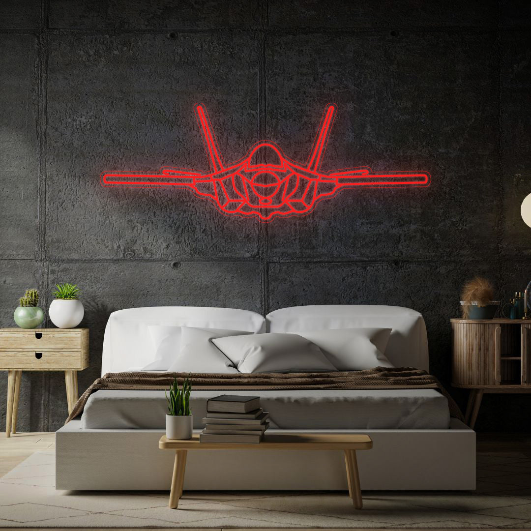 F-35A Lightning ll Front Neon Silhouette