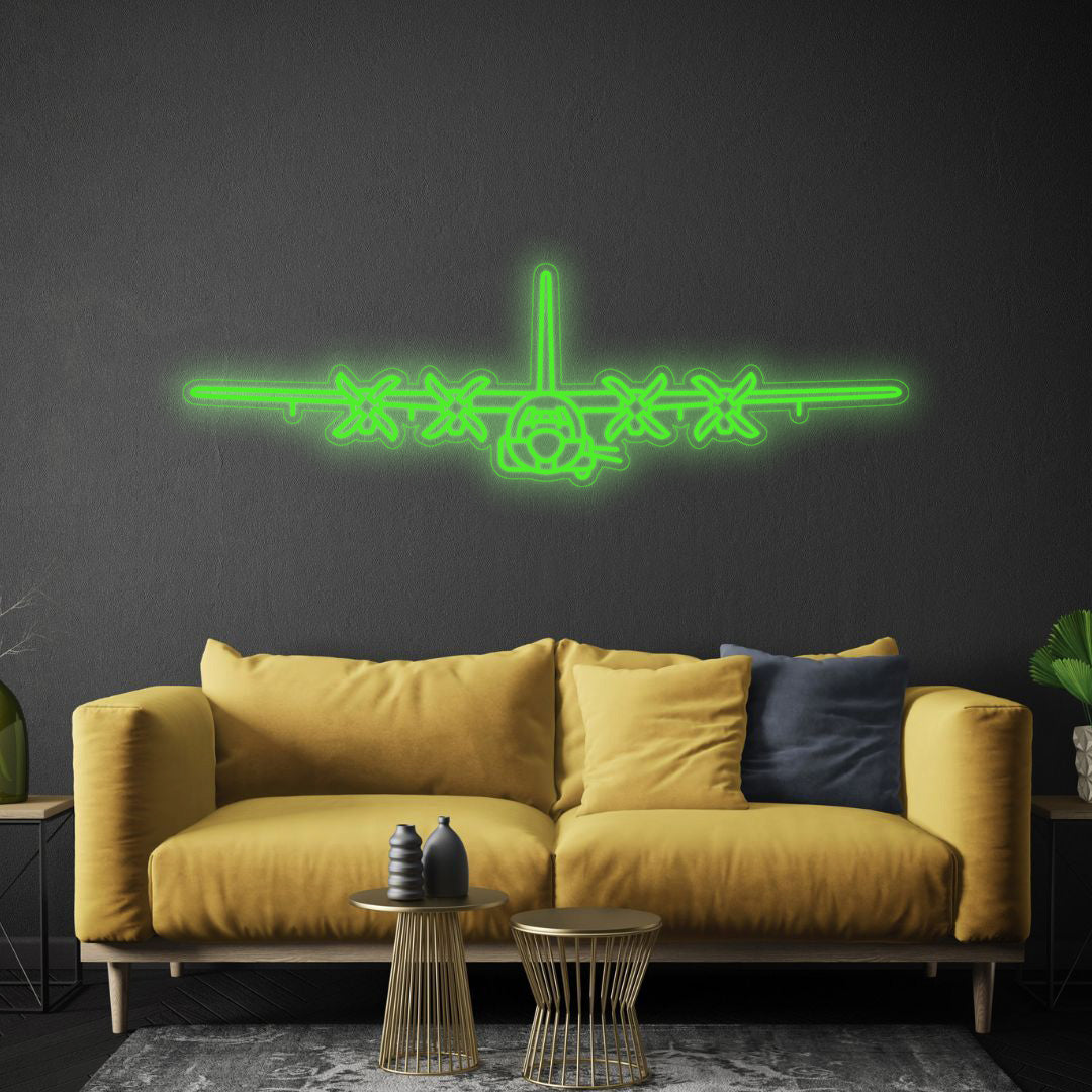 AC-130U Front Neon Silhouette