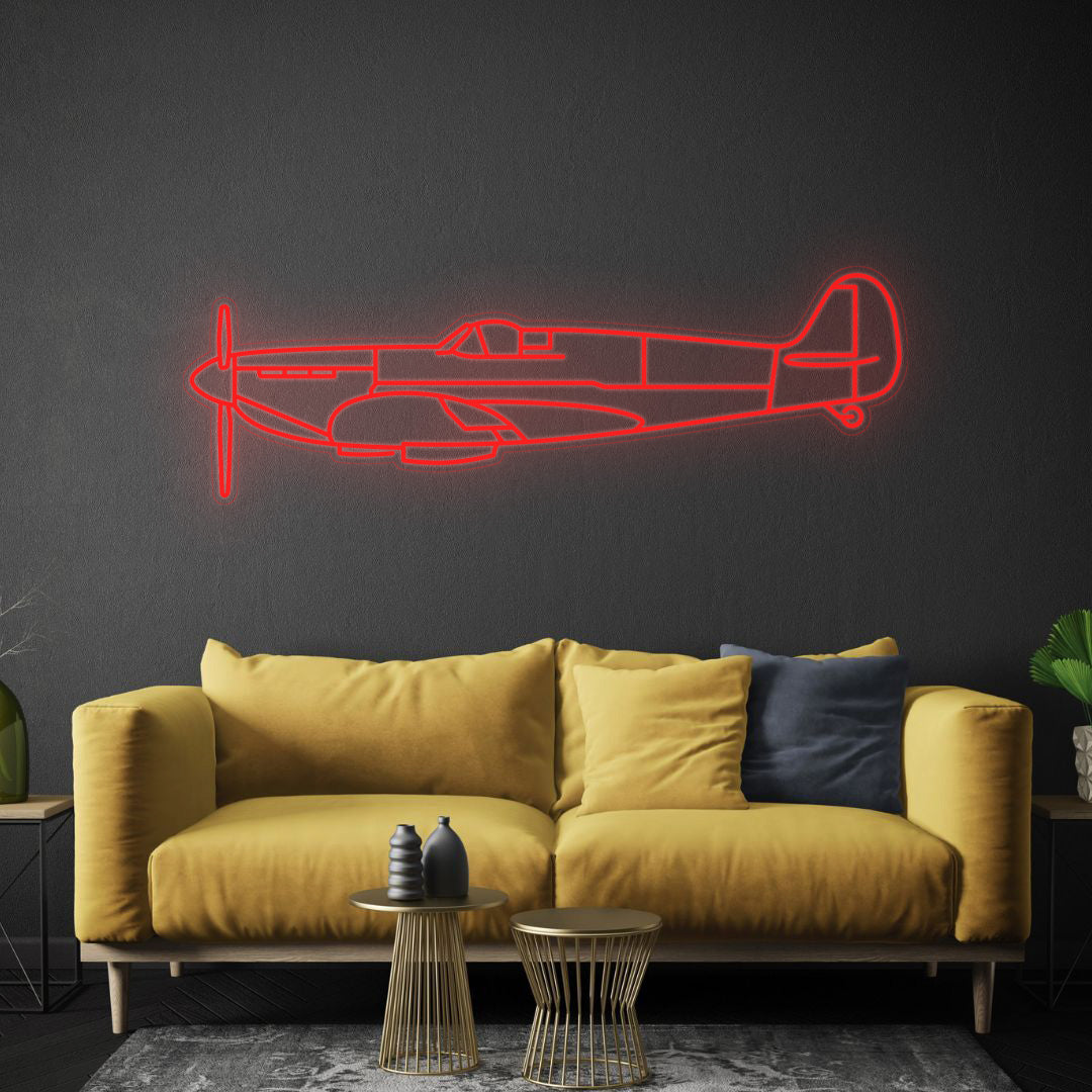 Spitfire Mk II Neon Silhouette